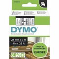 Dymo Label Tape, f/DYMO Labelmakers, 1inx23ft , Black/White DYMS0720930